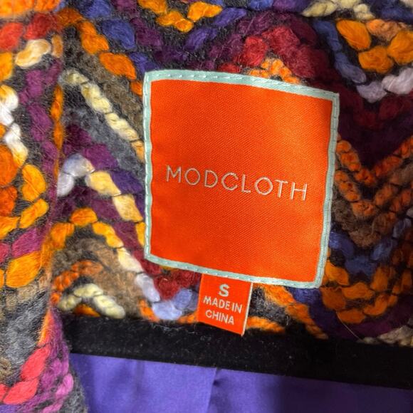 NWOT, ModCloth, Size Small, Ombre Jewel-Tone Pea Coat, Short, Textured - Picture 4 of 8